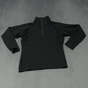 Icebreaker Pullover Sweater Womens S Black 1/4 Zip Mock Neck Long Sleeve